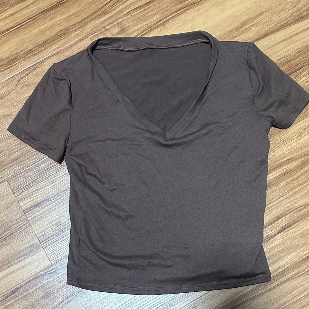 Classic Brown V-Neck Women's Top